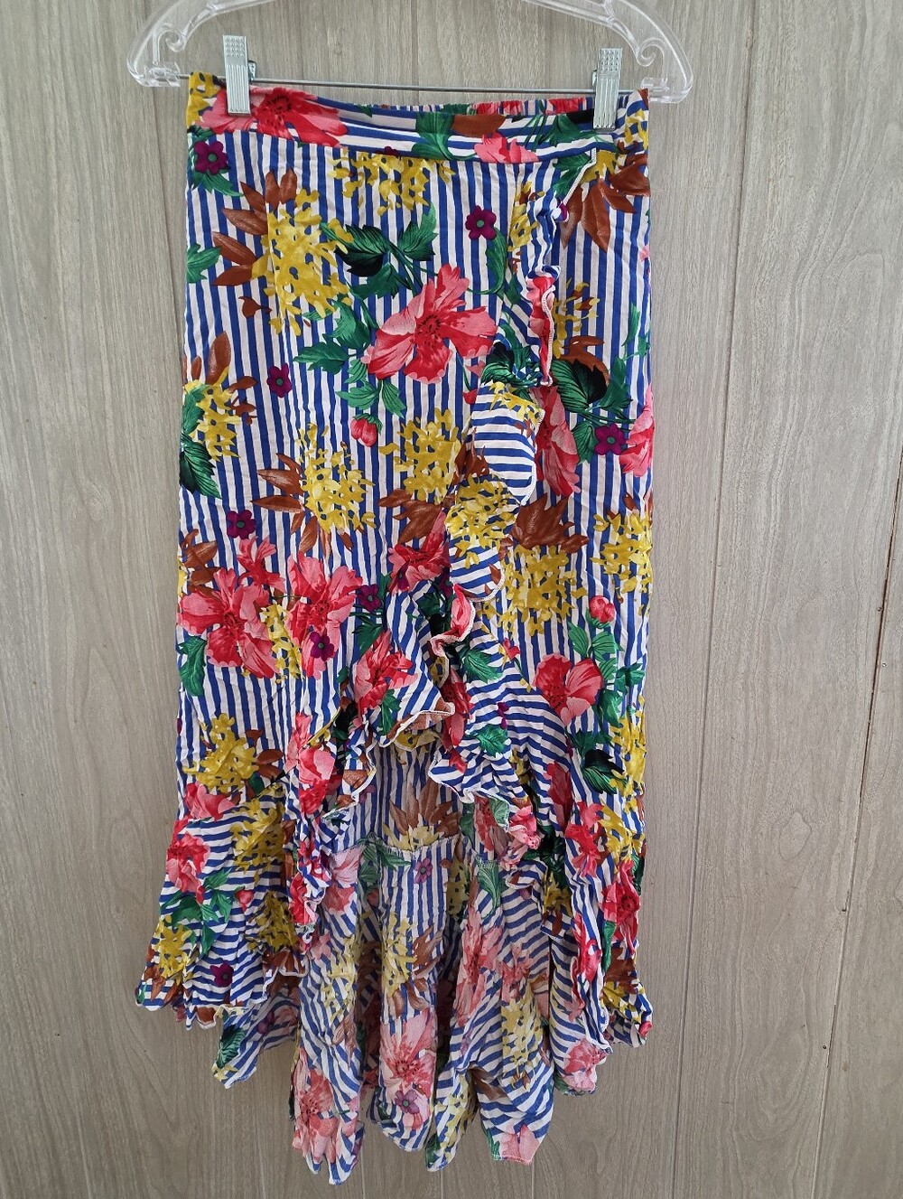 Me 2 Magic Floral Striped Vibrant High Low Raffle Skirt Size L